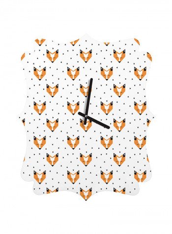 Fox Printed Wall Clock White/Yellow