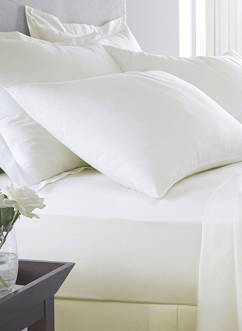 Satin Finish Cotton Fitted Bed Sheet Cotton White 200 x 200centimeter
