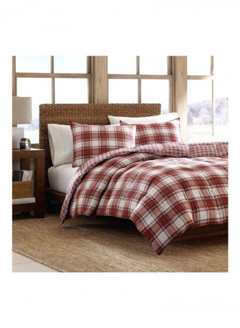 3-Piece Edgewood Plaid Comforter Set Red/White Queen