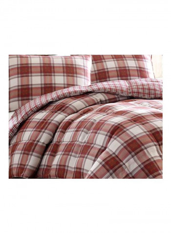 3-Piece Edgewood Plaid Comforter Set Red/White Queen