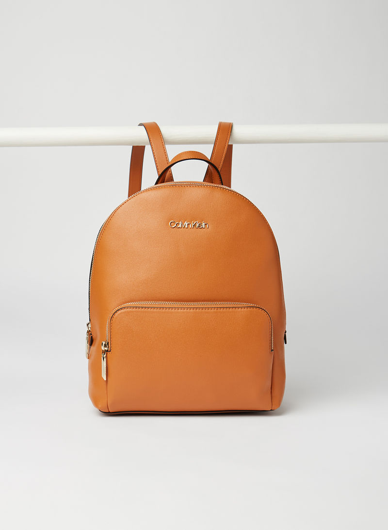Faux Leather Backpack Brown