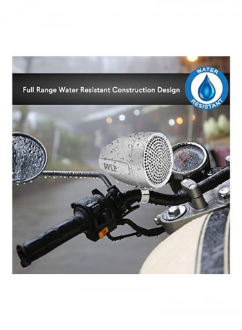 2-Piece Motorcycle/ATV/Snowmobile Mount With Dual Handle-Bar Speakers Set PLMCS62 Silver