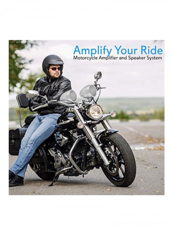 2-Piece Motorcycle/ATV/Snowmobile Mount With Dual Handle-Bar Speakers Set PLMCS62 Silver