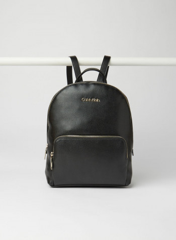 Faux Leather Backpack Black