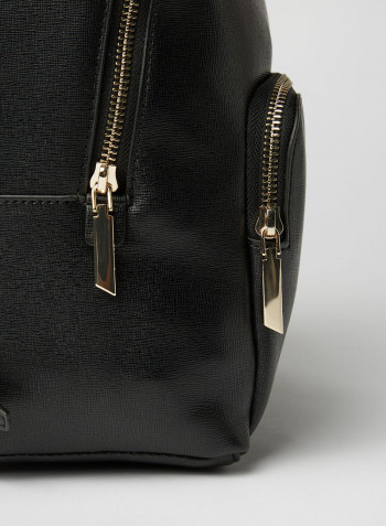 Faux Leather Backpack Black