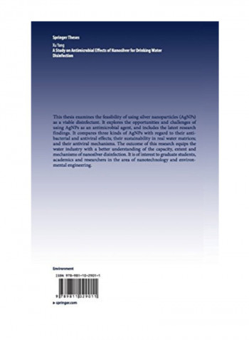 A Study On Antimicrobial Effects Of Nanosilver For Drinking Water Disinfection (Springer Theses) Hardcover