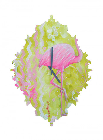 Flamingo Printed Wall Clock Green/Pink