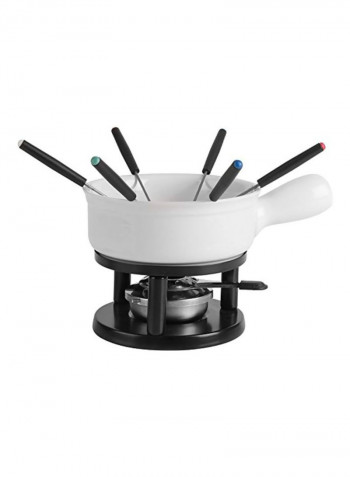 10-Piece Cheese Fondue Set White/Black 8.3x11.2x6.7inch