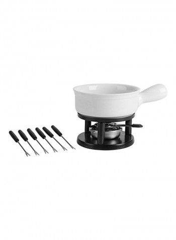 10-Piece Cheese Fondue Set White/Black 8.3x11.2x6.7inch