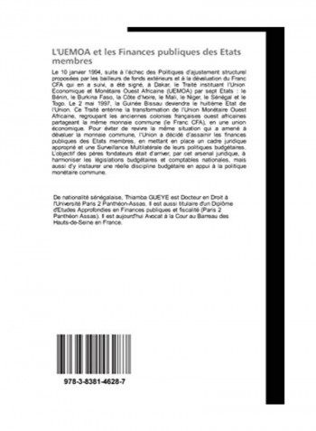 L'Uemoa Et Les Finances Publiques Des Etats Membres Paperback