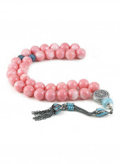Pink Coral Prayer Beads with Sterling Silver Components