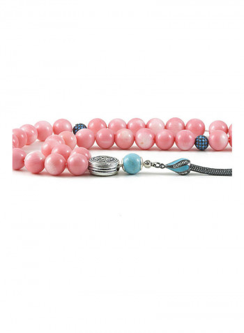 Pink Coral Prayer Beads with Sterling Silver Components