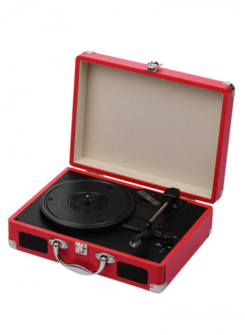 Portable Turntable Suitcase Style Record Player With Stereo Speaker CDP1019 Red/Black