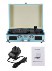 Portable Turntable Suitcase Style Record Player With Stereo Speaker CDP1021 Blue/Black