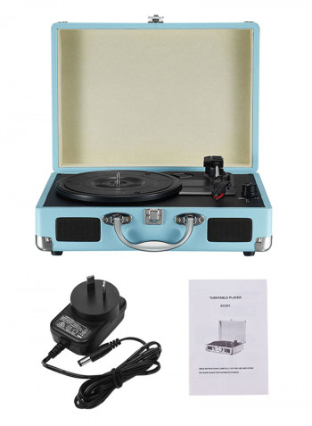 Portable Turntable Suitcase Style Record Player With Stereo Speaker CDP1021 Blue/Black