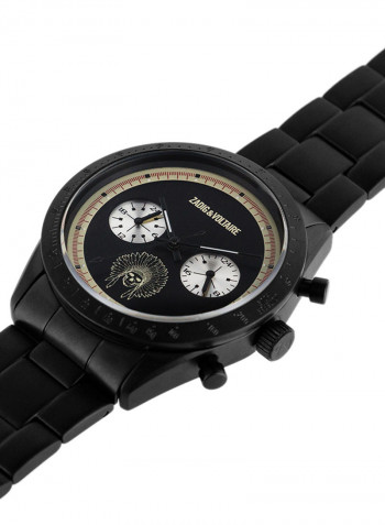 Unisex's Black Analog Stainless Steel Band Watch - ZVM122