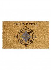 You Are Here Compass Printed Doormat Brown 0.63x30x18inch