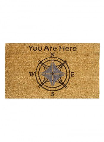 You Are Here Compass Printed Doormat Brown 0.63x30x18inch