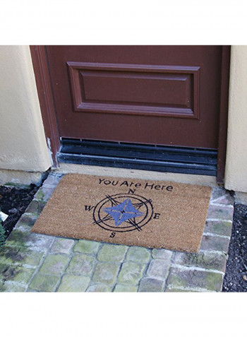 You Are Here Compass Printed Doormat Brown 0.63x30x18inch