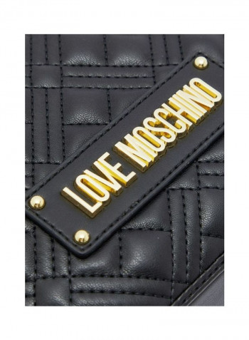 Quilted Moon Cut Crossbody Bag Black