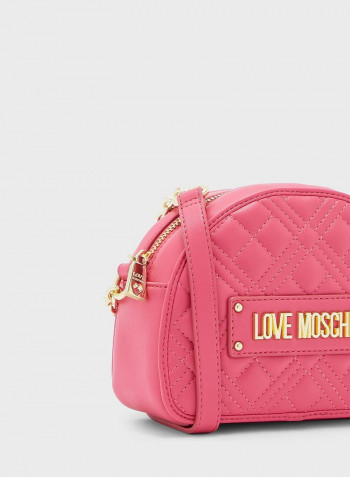 Quilted Moon Cut Crossbody Bag Pink