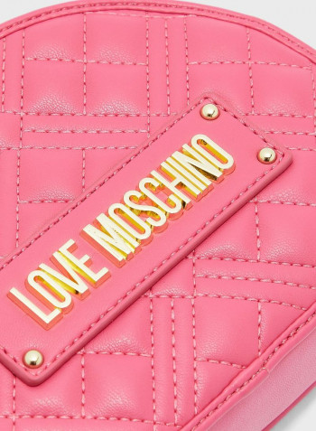 Quilted Moon Cut Crossbody Bag Pink