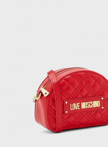 Quilted Moon Cut Crossbody Bag Red