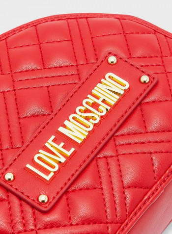 Quilted Moon Cut Crossbody Bag Red