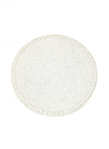 Pack Of 4 Glass Beaded Placemat Vanilla 15inch