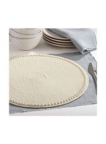 Pack Of 4 Glass Beaded Placemat Vanilla 15inch
