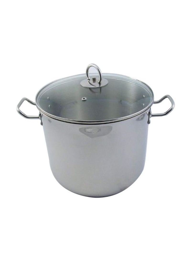 Stainless Steel Stock Pot With Glass Lid Silver/Clear 14.7x14.5x9.7inch