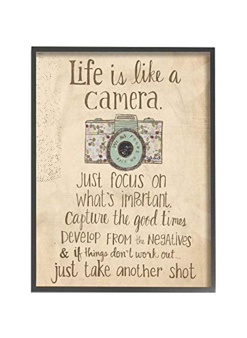 Life Is Like A Camera Wall Poster Beige/Brown/Black 11x14inch