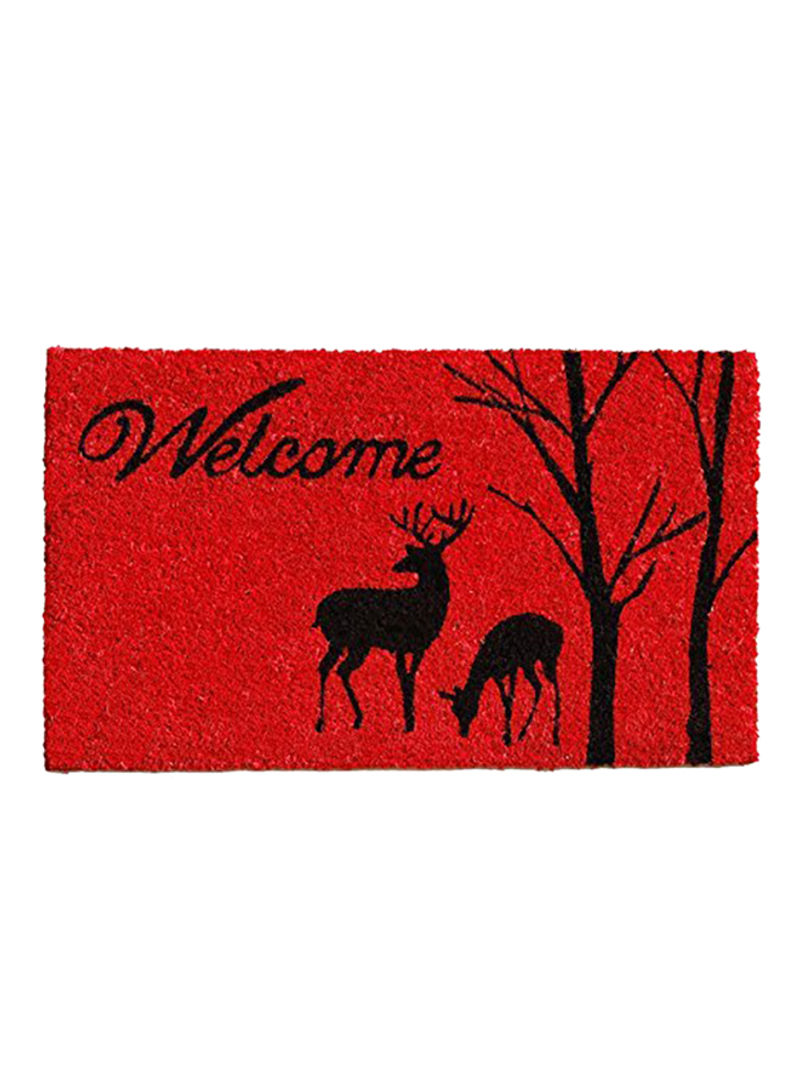Winter Welcome Doormat Red/Black 0.6x17x29inch