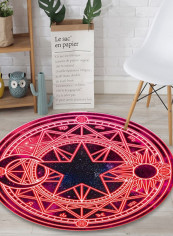 Modern Simple Bedroom Kitchen Floor Soft Rug Multicolour Diameter 120cm