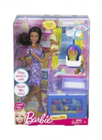 Barbie Babysitter Nikki Doll Playset 3x13inch