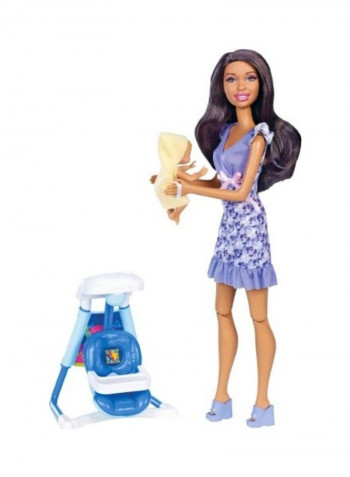 Barbie Babysitter Nikki Doll Playset 3x13inch