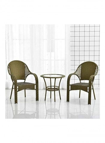 3-Piece Round Table And Chairs Set Brown