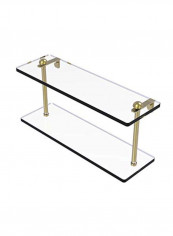 Two Tiered Glass Shelf Clear/Gold 16x5inch