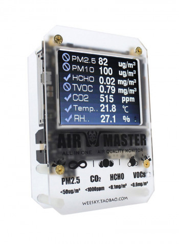 Hcho Detector Air Quality Detect Machine Home Circumstance Tester Clear/Black 79 x 95 x 23millimeter