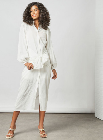 Front Tie Midi Dress Ivory