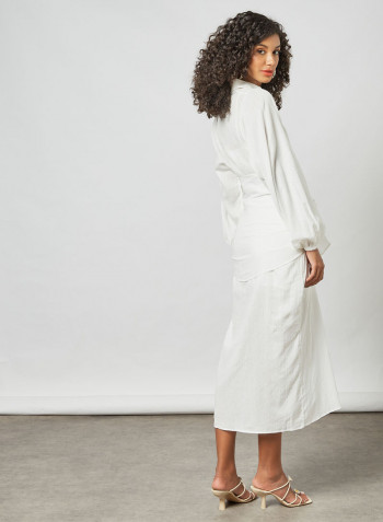Front Tie Midi Dress Ivory
