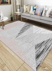 Anti-Skid Geometric Printed Carpet Grey/Black 120x180centimeter
