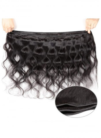 3-Piece Wavy Human Hair Extension With Lace Closure Black