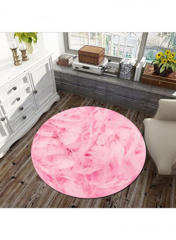 Feathers Pattern Durable Round Anti-Skidding Rug Multicolour Extra Large
