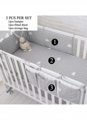 Baby'S Bed Bumper Stylish Cushion Pad Hanging Storage Bag Set