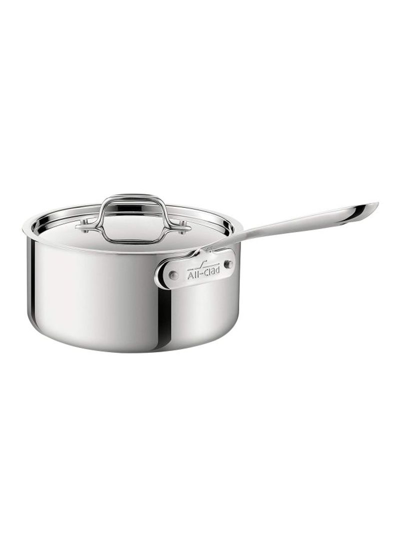 Stainless Steel Saucepan With Lid Silver 2.83L