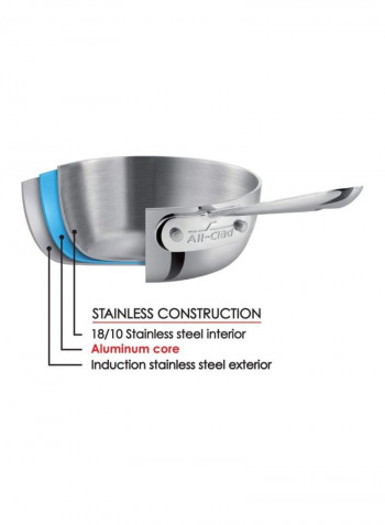 Stainless Steel Saucepan With Lid Silver 2.83L