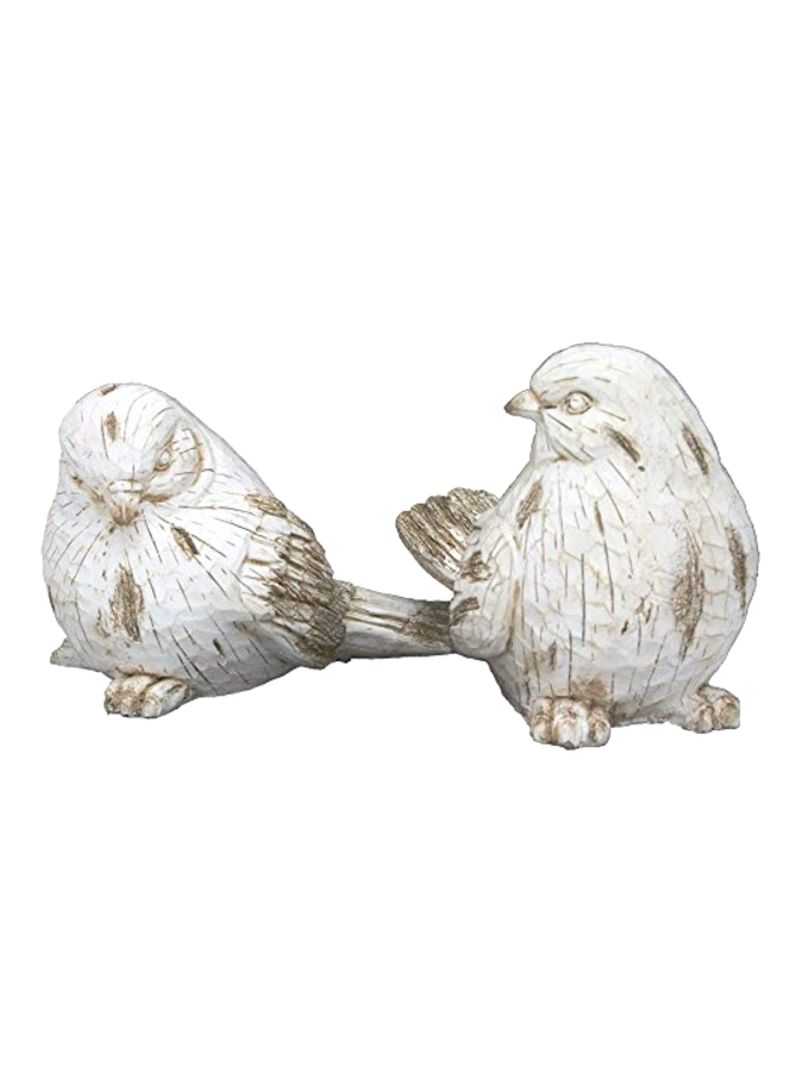 2-Piece Ceramic Birds Collectible Figurine Set White/Grey