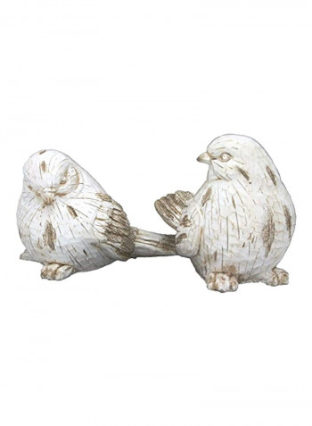 2-Piece Ceramic Birds Collectible Figurine Set White/Grey