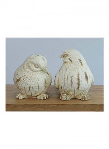 2-Piece Ceramic Birds Collectible Figurine Set White/Grey